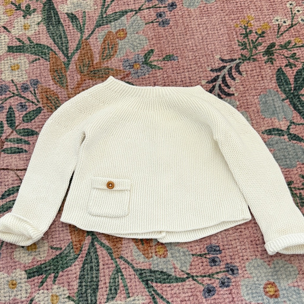 Zara Cream baby Sweater with Pocket Detail
